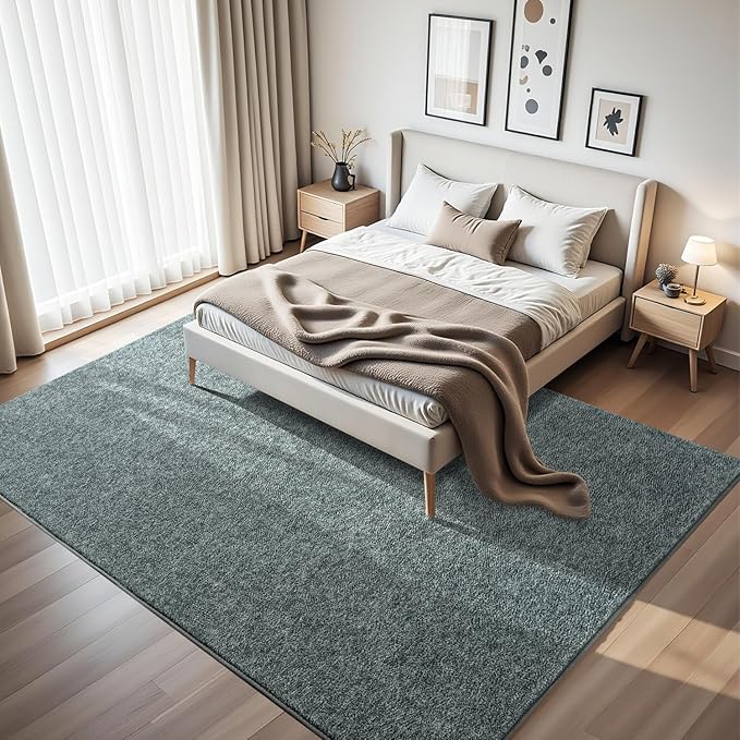 HQAYW 4x6 Area Rugs for Living Room Bedroom, Modern Thickened Memory Foam Soft Rug, Indoor Low Pile Minimalist Washable Non Slip Carpets for Kids Girls Boys Nursery Dorm Home Decor, Grey Green