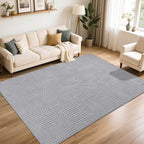 SHACOS Soft Cozy Fluffy Arch Pattern High Low Pile Area Rugs 6'x9' Large Non Slip Washable Modern Geometric Rug Scandinavian Minimalist Carpet for Living Room Bedroom Dining Room, Light Grey