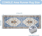 COMSLE Boho Runner Rug, 2 x 7 Ft Washable Area Rugs for Hallway Faux Wool Small Kitchen Distressed Throw Rug Non-Slip Laundry Room Carpet Runner for Entryway Indoor Door Mat Bedroom
