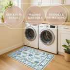 Fame Living Green Oushak Runner Rug, Modern Runners, Vintage, Turkish, Eclectic, Floral, Pastel, Washable, Long Runner Rugs for Hallway, Kitchen, Living Room, Bedroom, Kitchen, Bathroom, 2'5"x13'