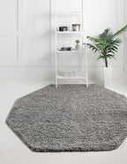 Unique Loom Solid Shag Collection Area Rug (8' Octagon, Cloud Gray)
