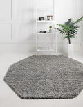Unique Loom Solid Shag Collection Area Rug (6' 1" Octagon, Cloud Gray)