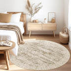5x5 Brown Round Rug 5ft Living Room Circle Rug Vintage Round Area Rug Non Slip Indoor Carpet for Entryway Dining Room Bedroom