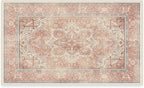 RUGGABLE Washable Area Rug – Kamran Rose Pink 3x5, Stain-Resistant, Non-Slip – Small Machine Washable Rugs for Living Room, Bedroom, Hallway, Entryway & Office–with Cushioned Pad