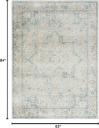Nourison Home Astra Machine Washable Light Blue 5'3" x 7' Area Rug - Easy Clean, Non Shedding, Bed Room, Living Room, Dining Room, Kitchen (5' x 7')