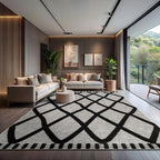 CAMILSON Modern Rug 10x14 Luxury Diamond Pattern Large Micro Loop Area Rugs Soft High-Low Pile Stain Resistant Easy to Clean Non-Shedding Durable Living Room Bedroom Indoor Carpet (Black/Gray)