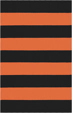KOZYFLY Orange and Black Striped Rug Doormat 2x3 Ft Halloween Fall Cotton Woven Washable Indoor Outdoor Rugs for Layered Door Mats Porch/Kitchen/Farmhouse