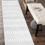 Lahome Moroccan Kitchen Runner Rugs Non Skid Washable - 2x10 Non-Slip Extra Long Rug Runner for Hallways, Modern Geometric Print White Soft Floor Carpet for Bathroom Entryway Foyer