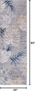 CAMILSON Runner Outdoor Rugs Oriental Retro Traditional Floral Medallion Area Rug 2x7 Non-Shedding Stain Resistant Indoor Carpet for Bathroom Hallway Kitchen Office (2 x 7 / Blue)