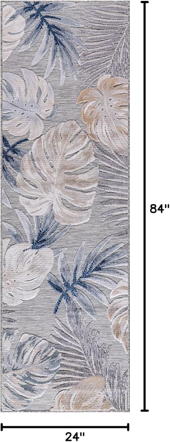 CAMILSON Runner Outdoor Rugs Oriental Retro Traditional Floral Medallion Area Rug 2x7 Non-Shedding Stain Resistant Indoor Carpet for Bathroom Hallway Kitchen Office (2 x 7 / Blue)