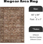 HUGEAR 5x7 Machine Washable Rugs Brick Red Hallway Area Rug Indoor Accent Rug Floral Low Pile Carpet Soft Throw Aesthetic Rug Bedroom Living Room Office Dining Room Kitchen Laundry Room Non Slip