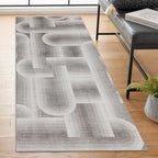 ReaLife Rugs Machine Washable Area Rug Runner - Living Room Bedroom Bathroom Kitchen Entryway Office - Non-Slip Baking Low Pile Stain Resistant Premium - Modern Geometric - Lyra - Beige 2'6" x 6'