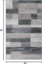 SUPERIOR Indoor Area Rug, Jute Backed, Modern Geometric Patchwork Floor Decor for Bedroom, Office, Living Room, Entryway, Hardwood Floors, Rockwood Collection, 5' x 8', Blue-Taupe
