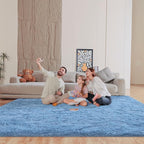 Blue 8x10 Area Rugs for Living Room Bedroom, Fluffy Large Rug Soft Shag Non-Slip Carpet for Kids Boys and Girls Room Dorm Home Decor (8ft x 10ft)