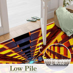 3D Abstract Grid Area Rug, 6x9ft, Visual Illusion Realistic Cave Indoor Carpets, Orange Three Dimensional Pattern Floor Mat, Easy Clean Breathable Washable Rugs for Indoor Family