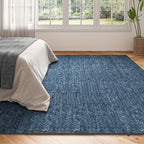 Eleisa Modern Vintage 6x9 Herringbone Chevron Area Rug for Living Room, Blue, Non-Slip Stain Resistant Washable Rug, Farmhouse Home Decor Carpet for Bedroom, Kitchen, Dining Room