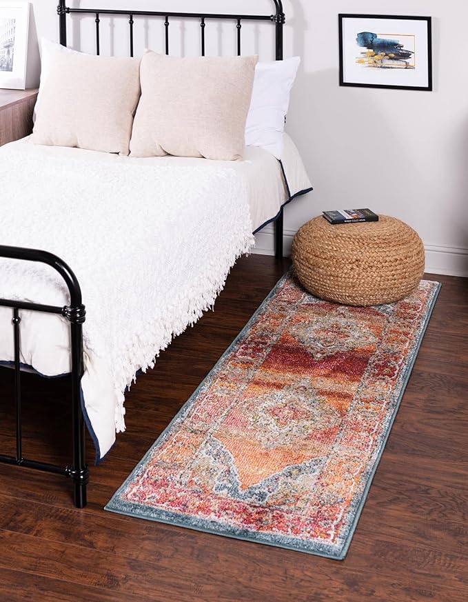 Unique Loom Isabella Collection Area Rug - Rossellini (2' 7" x 16' 5" Runner, Rust Red/ Beige)