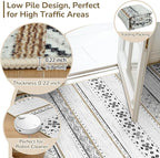 BESTSWEETIE 8x10 Area Rugs for Living Room Washable Moroccan Farmhouse Neutral Geometric Low Pile Non-Slip Soft Print Pattern Rug for Bedroom Kitchen Dining Room Entryway Black/Brown