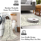 Wonnitar Moroccan Runner Rugs for Hallway 2'6"x10', Washable Non-Slip Extra Long Rug Runner Carpet for Kitchen, Boho Low Pile Throw Mat for Laundry Room Bedroom Bathroom (Beige,2'6"x10')