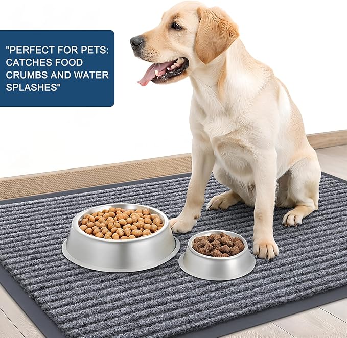 OLANLY Front Door Mat Indoor Outdoor Entrance, Waterproof Heavy Duty Doormat, Fade Resistant, Low Profile, Easy Clean Patio Porch Welcome Floor Mats for Entry, 47x17, Light Gray