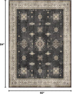 RUGGABLE Washable Vintage Area Rug – Verena Dark Wood 5x7, Stain-Resistant, Non-Slip – Medium Machine Washable Rugs for Living Room, Bedroom, Hallway, Entryway & Office–with Standard Pad