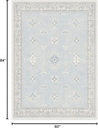 RUGGABLE Washable Vintage Area Rug – Verena Soft Blue 5x7, Stain-Resistant, Non-Slip – Medium Machine Washable Rugs for Living Room, Bedroom, Hallway, Entryway & Office–with Cushioned Pad