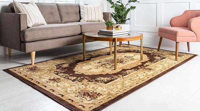 Unique Loom Versailles Collection Traditional Classic Floral Motif Area Rug (3' 3 x 5' 3 Rectangular, Brown/ Ivory)