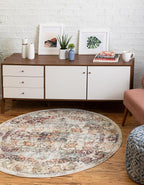 Unique Loom Isabella Collection Area Rug - Adjani (6' 1" Round, Ivory/ Beige)