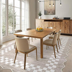 GarveeHome 4x6 Area Rug Small Washable Living Room Rug Scalloped Rug with Rubber Backing Stain Resistant Low Pile Dining Room Throw Carpet Modern Bordered Mat for Bedroom Kitchen, Fog
