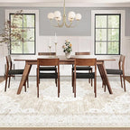 Vintage Living Room Area Rug - 8x10 Large Machine Washable Boho Moroccan Rug Distressed Farmhouse Rugs for Bedroom - Soft Non-Slip Indoor Carpet for Dining Room Office Nursery(Boho Beige, 8'x10')