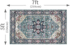Enkor Area Soft Rugs 5x7 Washable Non Slip Boho Floor Rugs for Living Room Bedroom, Vintage Style Farmhouse Mat for Kitchen Entryway Purple & Green