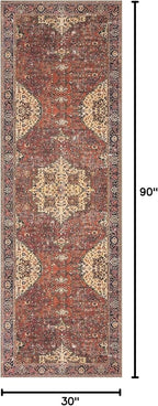 Loloi Loren Collection LQ-07 Red/Navy 2'-6" x 7'-6" Runner Rug