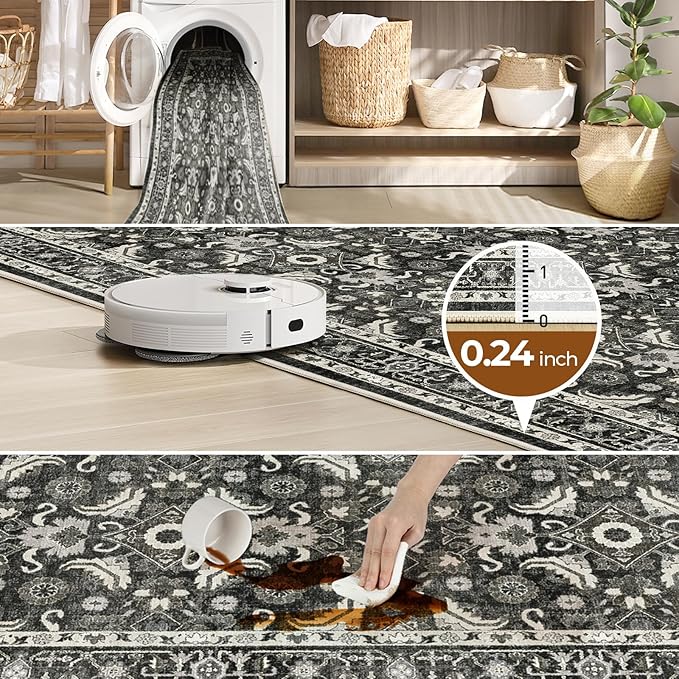 WITSHOCK Living Room Area Rugs 5x7: Soft Non-Slip Backing Washable Rugs Vintage Large Carpet for Bedroom Office Dining Room Kitchen Stain Resistant Home Decor Rug