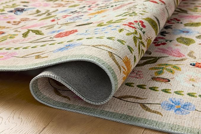Loloi Rifle Paper Co. Canopy Collection CNP-04 Cream/Multi 3'-9" x 3'-9" Round Accent Rug
