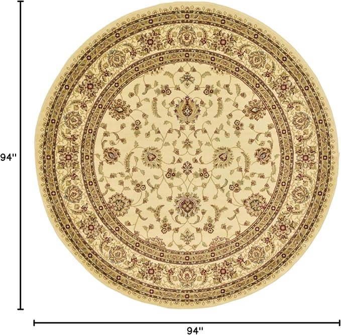 Unique Loom Voyage Collection Traditional Oriental Classic Intricate Design Area Rug (8' 0 x 8' 0 Round, Ivory/Gold)