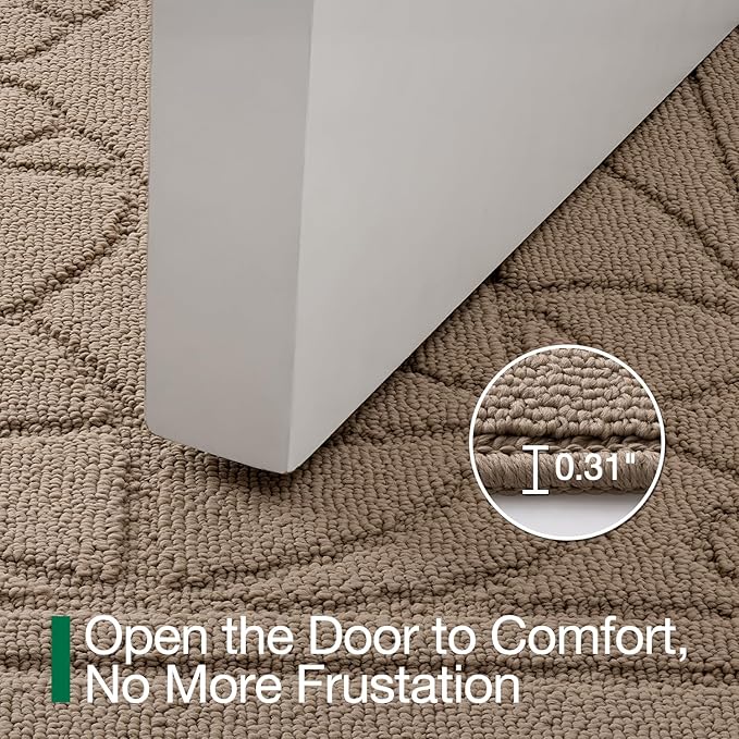 LUMI Door Mat Indoor Entrance 48"x72", Front Welcome Mat with Non-Slip Rubber Backing, Low Profile Dirt Trapper Inside Doormat for Entrance, Garage, Patio, Beige