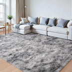 Beglad Fluffy Area Rugs 4x6 Feet, Modern Minimalist Style Shag Rugs, Non-Slip Indoor Carpet Soft Rugs for Bedroom, Living Room & Kids Room, Tie-Dyed Light Grey