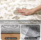 SOULFUL Medium Pile 4x6 Rugs for Living Room - Soft Underfoot Area Rug - Light Taupe Boho Floral - Washable Non-Slip - Perfect for Bedroom Kids Room Under Dining Table Office