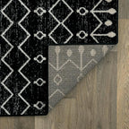 Rugshop Boho Black and White Tribal Area Rug – Geometric Diamond and Stripe Pattern Carpet for Living Room, Bedroom, or Entryway – Soft Modern Bohemian Floor Décor 2' 3" x 12' Runner Black