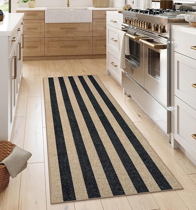 Lahome Striped Outdoor Runner Rug, 2x6 Washable Kitchen Rugs Non Slip Carpet Runners for Hallway 6ft, Farmhouse Non Shedding Lightweight Floor Carpet for Bedroom Entryway Front Porch