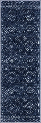 KILOCOCO Boho Kitchen Runner Rug 2x6 Washable Runner Rug, Soft Runners for Hallways Non Slip Printed Distressed Laundry Room Rugs, Low-Pile Rugs for Entryway/Bedroom/Living Room, Dark Blue
