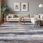 Modern Abstract 8x10 Large Machine Washable Living Room Rug Non-Slip Soft Bedroom Area Rug Grey Black Multi Ultra Thin Print Faux Wool Carpet Throw Rugs for Nursery Playroom Dining Room Indoor