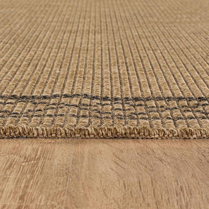 Easy Jute Rugs 5x7 Frame Natural Color Living Room Indoor Outdoor Area Rug for Patio and Kitchen Rug High Traffic Washable Easy to Clean Solid Boho Woven Design Carpet (5 x 7)
