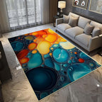 Modern Abstract Area Rug, Fluid Art Abstract Area Rug, Modern Colorful Bubbles Rugs, Geometric Rugs, Washable Non Slip Soft Alcohol Ink Carpet for Living Room (8' x 12'(Rectangular))