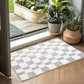 EVERGRACE Checkered Plaid Area Rug 2x3, Soft Fuzzy Faux Wool Rugs Washable Anti Slip Rugs Small Rug Carpet for Entryway Bedroom Living Room Hallway Kitchen Dining Room and Laundry Room, Light Gray