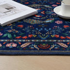 Rugcomf Round Rug 4ft Washable Circle Rug Floral Non Slip Low Pile Small Circular Rug for Bedroom, Bathroom, Entryway, Kids Room, Office(Blue)