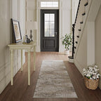 Modern Abstract Beige Gray Area Rug 2x6 Hallway Runner Machine Washable Carpet Bathroom Kitchen Indoor Accent Throw Low Pile Non Slip Distressed Laundry Living Dining Room Bedroom Office