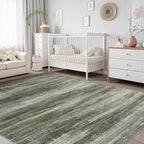 PADOOR Modern Abstract Area Rug - 8x10 Washable Rugs Non-Slip, Large Rug Ultra Soft Low Pile Rugs for Living Room Bedroom Dining Room Nursery Room Playroom Green