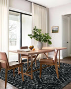 Wonnitar Moroccan 6x9 Area Rugs, Washable Black Rugs for Living Room, Large Soft Bedroom Throw Rug, Non-Slip Stain Resistant Thin Boho Floor Carpet for Dining Room Home Office Decor (Black,6'x9')
