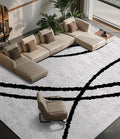 YIHOUSE Modern Area Rugs for Living Room, 8x10 Washable Black and White Rug, Thin Abstract Geometric Striped Rug, Area Rug for Bedroom,Kitchen,Dining Room,Office